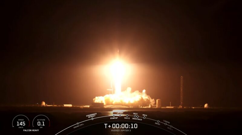 Un razzo SpaceX Falcon Heavy lancia il satellite Hughes Jupiter-3 in orbita geostazionaria