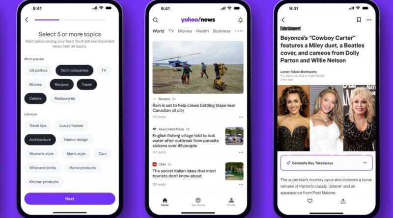 Yahoo implementa la tecnologia IA di Artifact nella sua nuova app di notizie