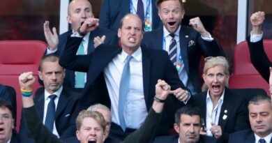 Il principe William si scatena durante la partita di calcio dei Campionati Europei in Germania