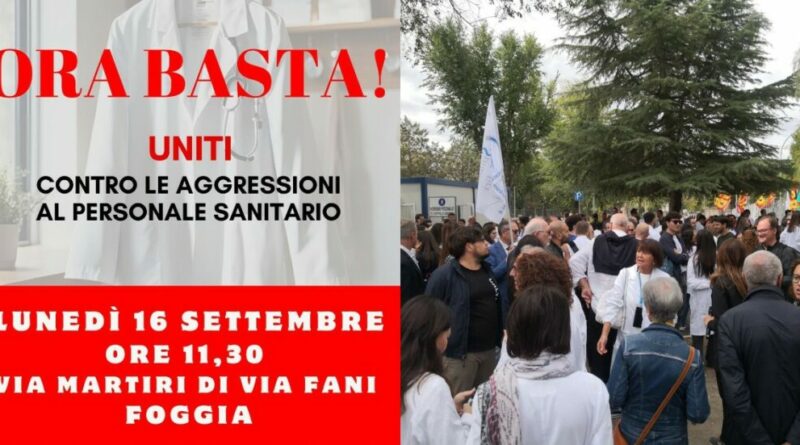 Foggia, i medici e gli infermieri manifestano contro le aggressioni negli ospedali: “Abbiamo paura a lavorare in queste condizioni”