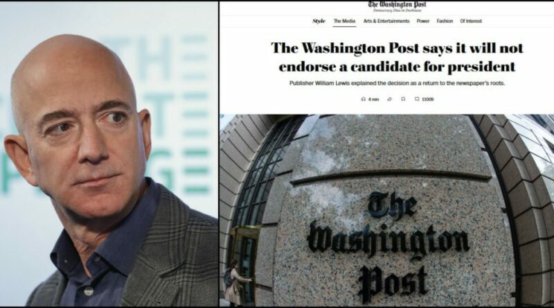 Washington Post imbavagliato da Bezos: il proprietario del giornale blocca l’endorsement a Kamala Harris. Giornalisti “scioccati”