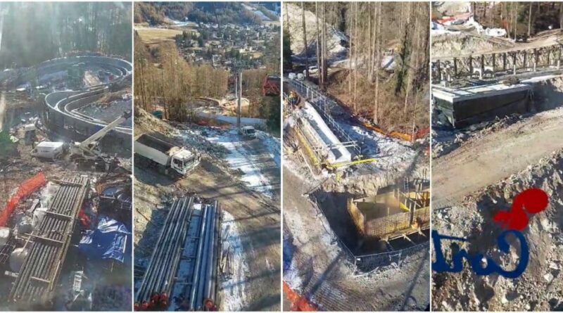 Cortina, corsa contro il tempo per completare la pista da bob. Il video dell’enorme cantiere: bosco abbattuto e montagna sventrata