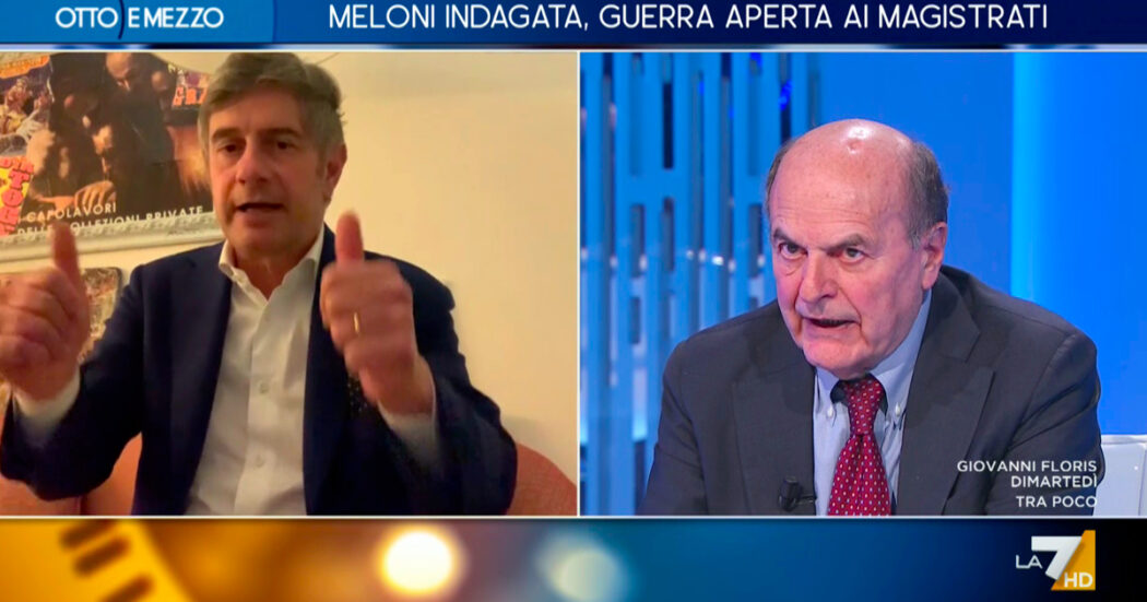 Meloni indagata, Bersani contro Zurlo: “Qua non siamo mica il parco buoi che deve bersi tutto. Smettetela di falsificare la realtà”. Su La7